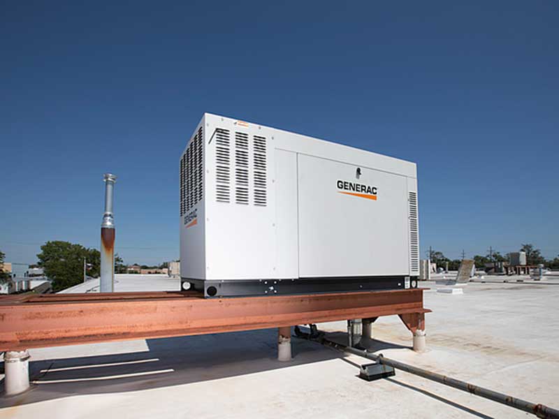 liquid cooled generator powering a building in downtown tulsa